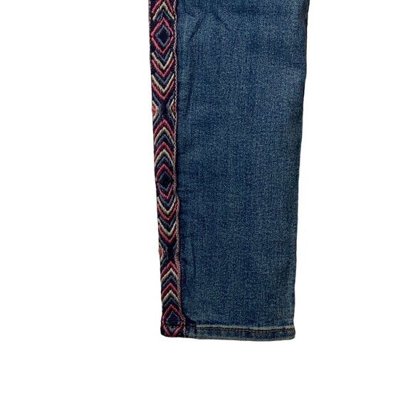 H&M Divided Skinny Jeans Women Size 8 Side Aztec Embroidered Accent - Picture 2 of 7